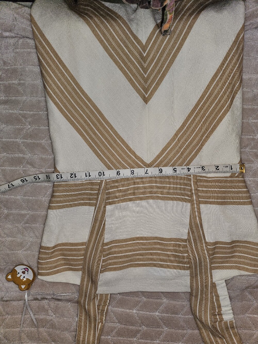 Draper James Cream and Tan Chevron Maxi Dress with Wide Straps And Pockets Small - Picture 8 of 11